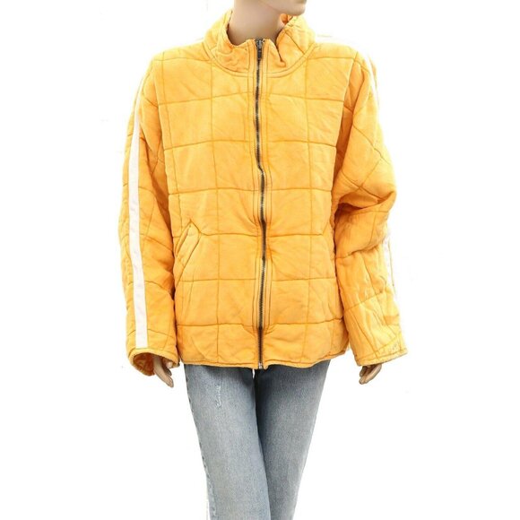 Free People Sports Rib Dolman Quilted Jacket Top Oversized Zip-Up M New 275859 - Picture 1 of 5